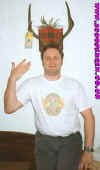 Gazza with dodgy Antlers in dodgy B&B in Stirling Feb 97