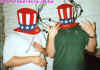 Fletch and Gazza with the hats at the Royal  Oak, Ledbury BF Aug 96