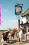 Loaf, Steve Fulcher, Jason, a horse and Gazza outside the Prince Albert, Stow cum Quy Aug 95.  One of the regulars used to arrive by horse, so here it is for posterity!